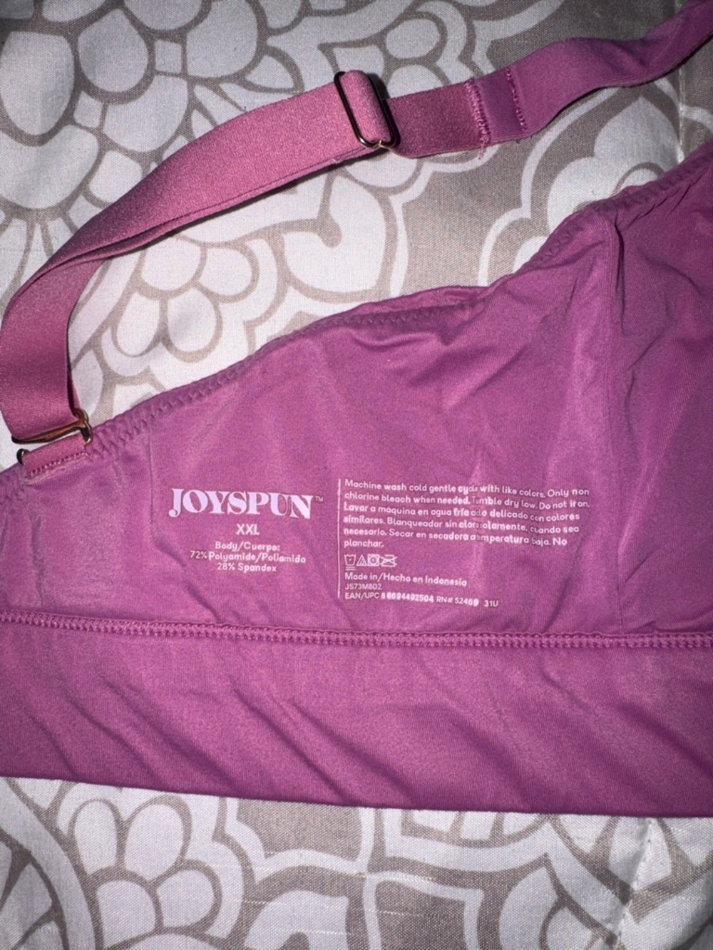 Joyspun Wireless V-Neck Bralette in Purple. Size XXL - Picture 6 of 6
